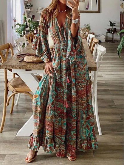 Levoire | Boho Maxi Robe Rêve D'Été Mélange De Coton Respirant Stylé Orange