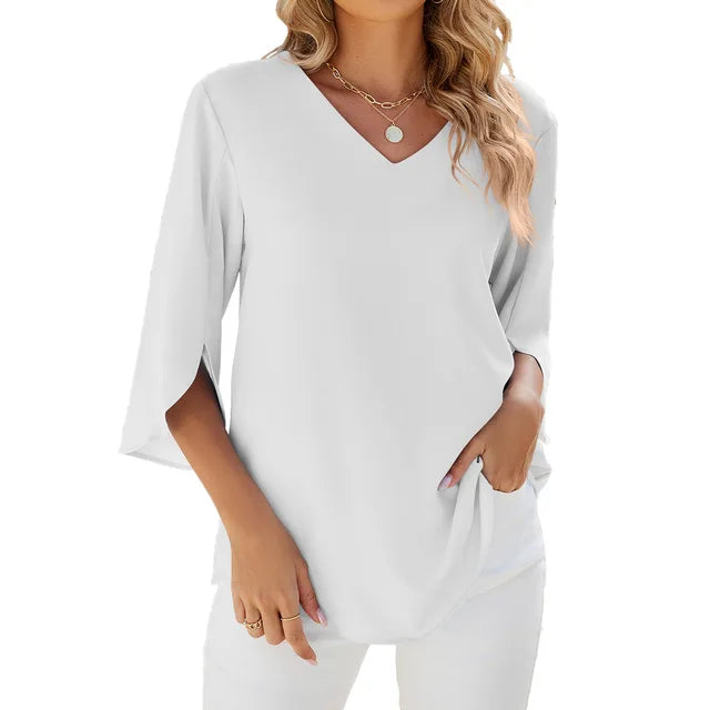 Levoire | T-Shirt À Col En V Blanc