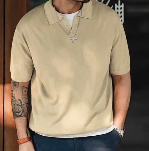 Levoire | Chemise À Manches Courtes Decontractee Hommes Beige
