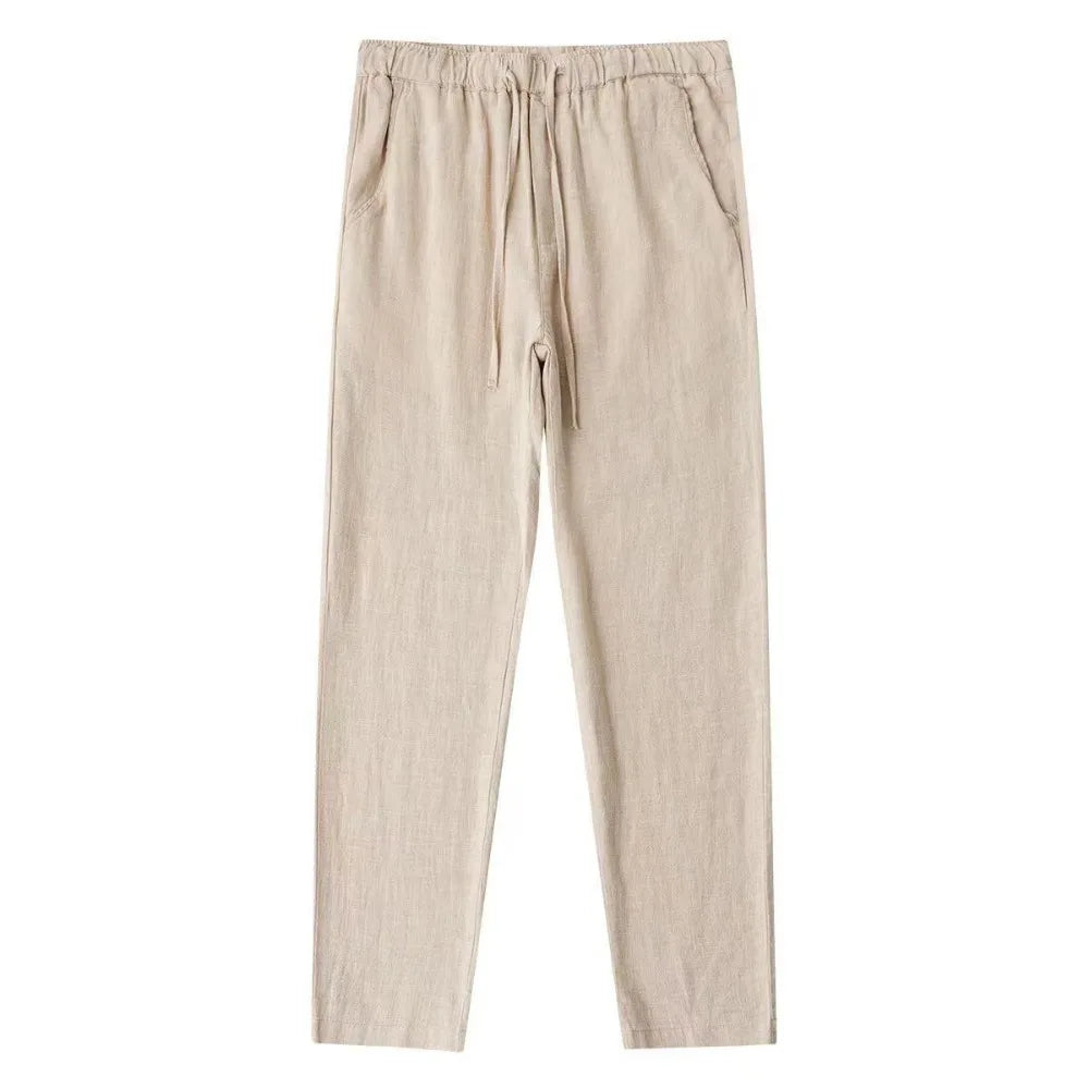 Levoire | Pantalons Streetwear En Lin Pour Hommes Légers, Respirants Et Confortables Kaki clair