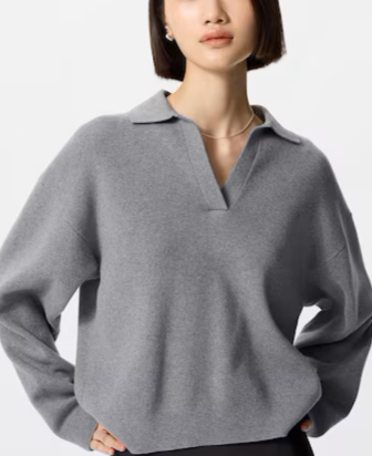 Levoire | Pull Polo En Coton Lisse Gris