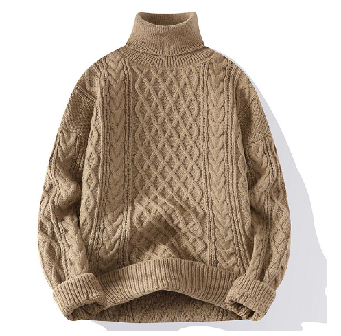 Levoire | Pull À Col Roulé Torsadé Vintage Kaki