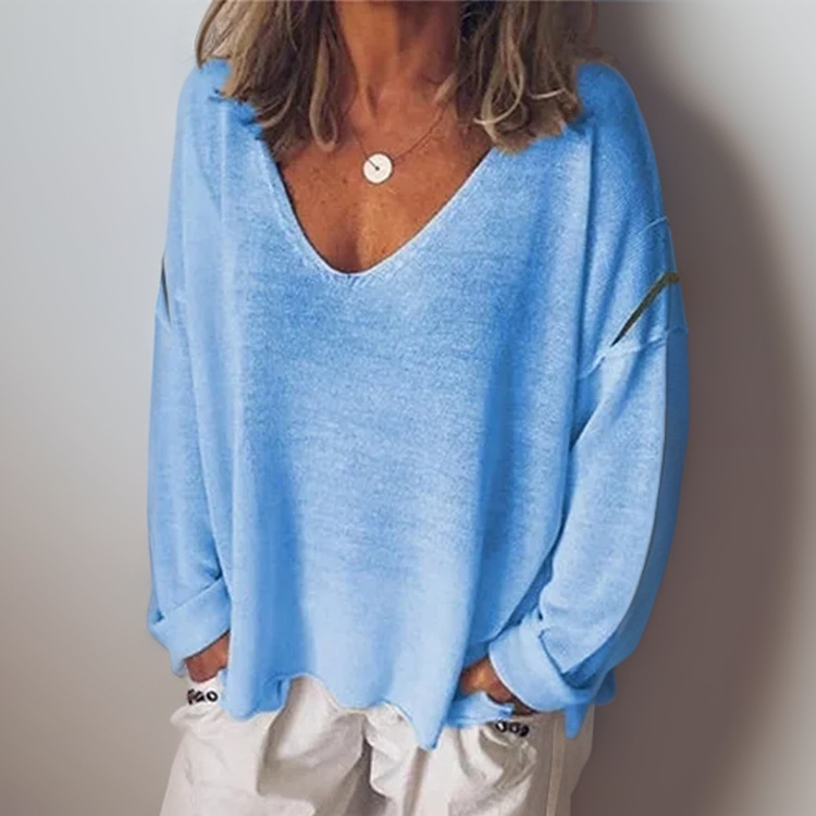 Levoire | Luxe V-Cou-Ouverte Chemise Bleu