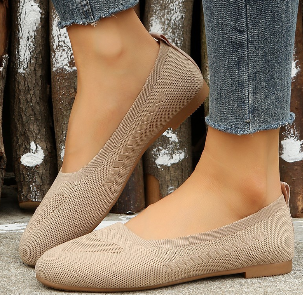 Levoire | Ballerines Confortables Et Respirantes À Petit Talon Pour Femmes Khaki