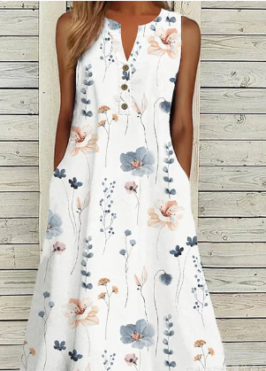 Levoire | Mini robe sans manches à imprimé végétal frais Blanc
