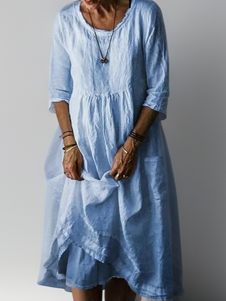 Levoire | Robe Maxi Col Rond Bleu