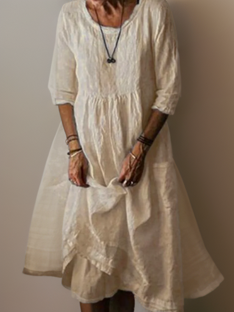 Levoire | Robe Maxi Avec Col Ronde Lâche Beige