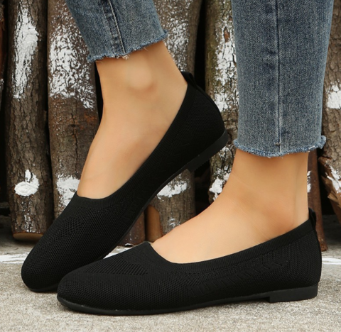 Levoire | Ballerines Confortables Et Respirantes À Petit Talon Pour Femmes Noir