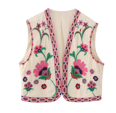 Levoire | Boho Gilet Sans Manches Tendance Fleuri Pour Femmes Rosa