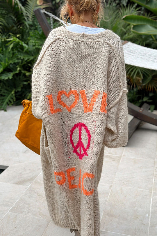 Levoire | Pull Jacquard Pour Femme 'Love & Peace' Gilet Beige