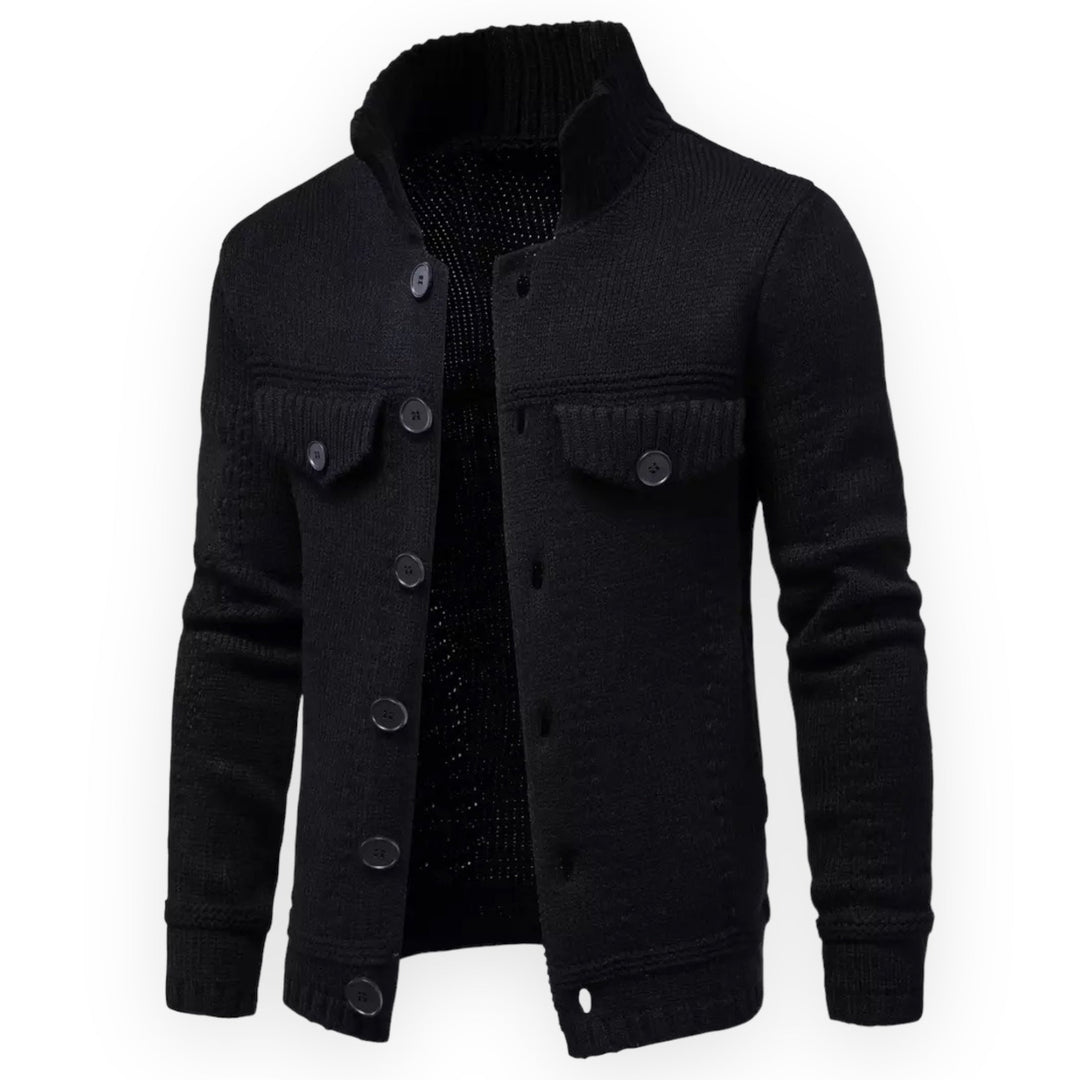 Levoire | Pull Homme Manches Longues avec Protège-Boutons Noir