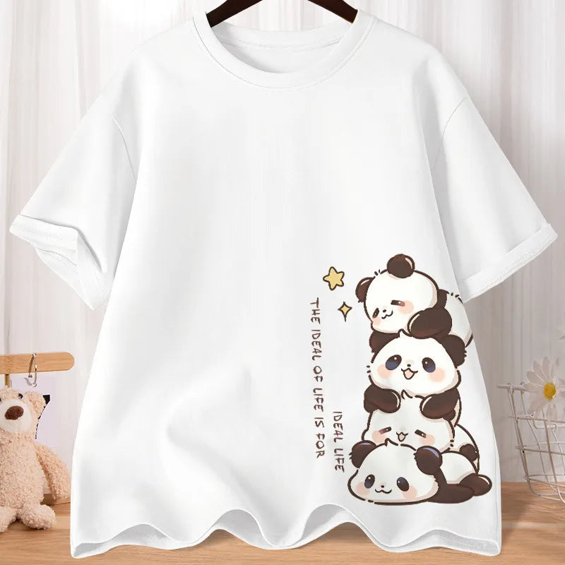 Levoire | Panda Fun T-Paita Mukava & Tyylikäs Lämpimillä Päivillä Valkoinen