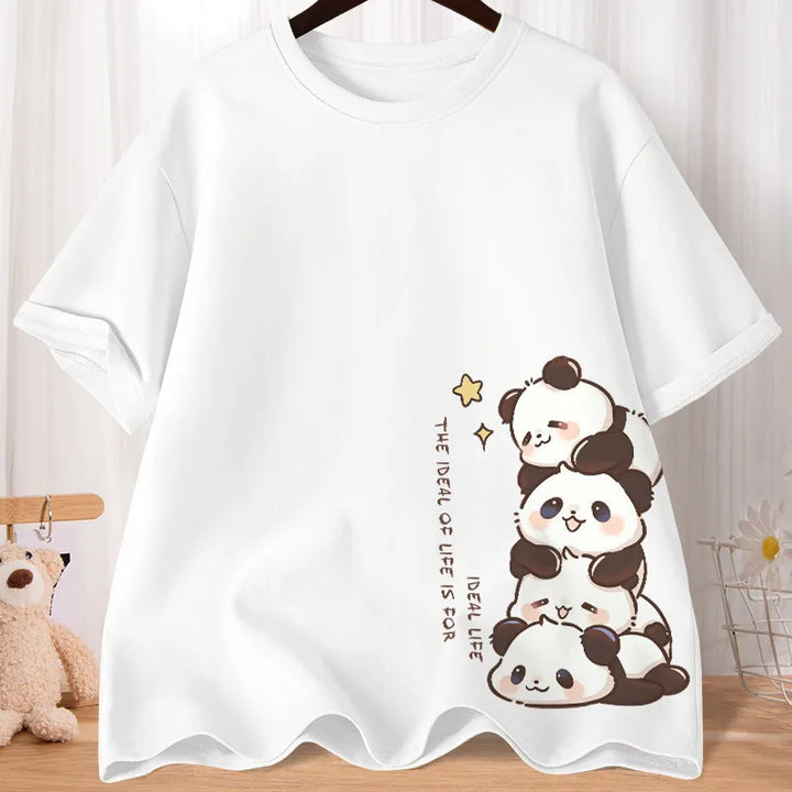 Levoire | Panda Fun T-Paita Mukava & Tyylikäs Lämpimillä Päivillä Valkoinen