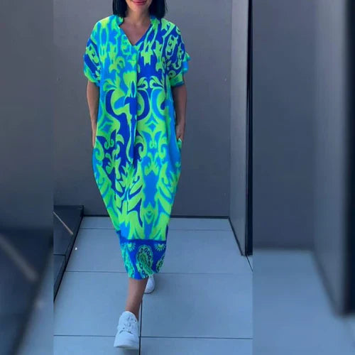 Levoire | Robe Kaftan À Imprimé Énergique Avec Coupe Détendue Pour Femmes