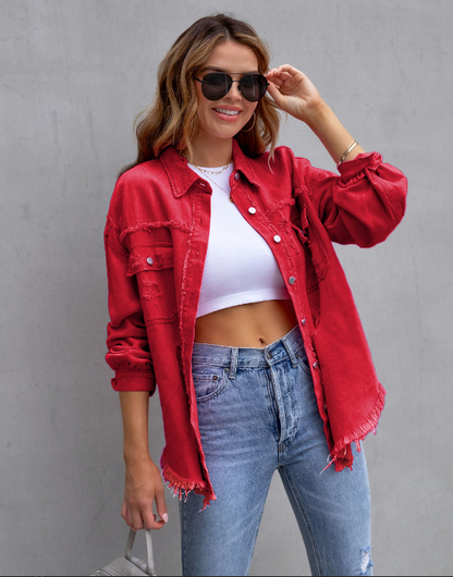 Levoire | Femme Oversize Veste | Déchirée Rouge