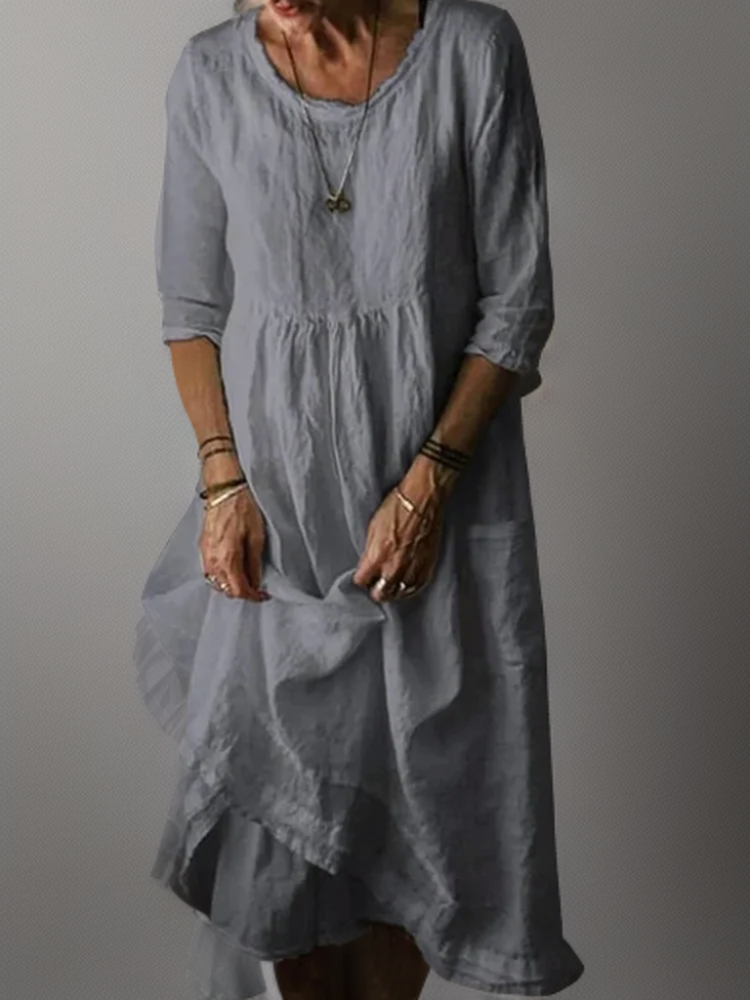 Levoire | Robe Maxi Avec Col Ronde Lâche Gris