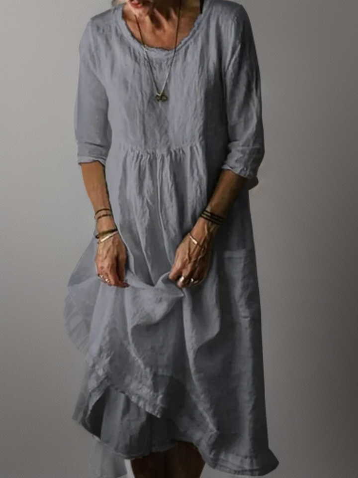 Levoire | Robe Maxi Avec Col Ronde Lâche Gris