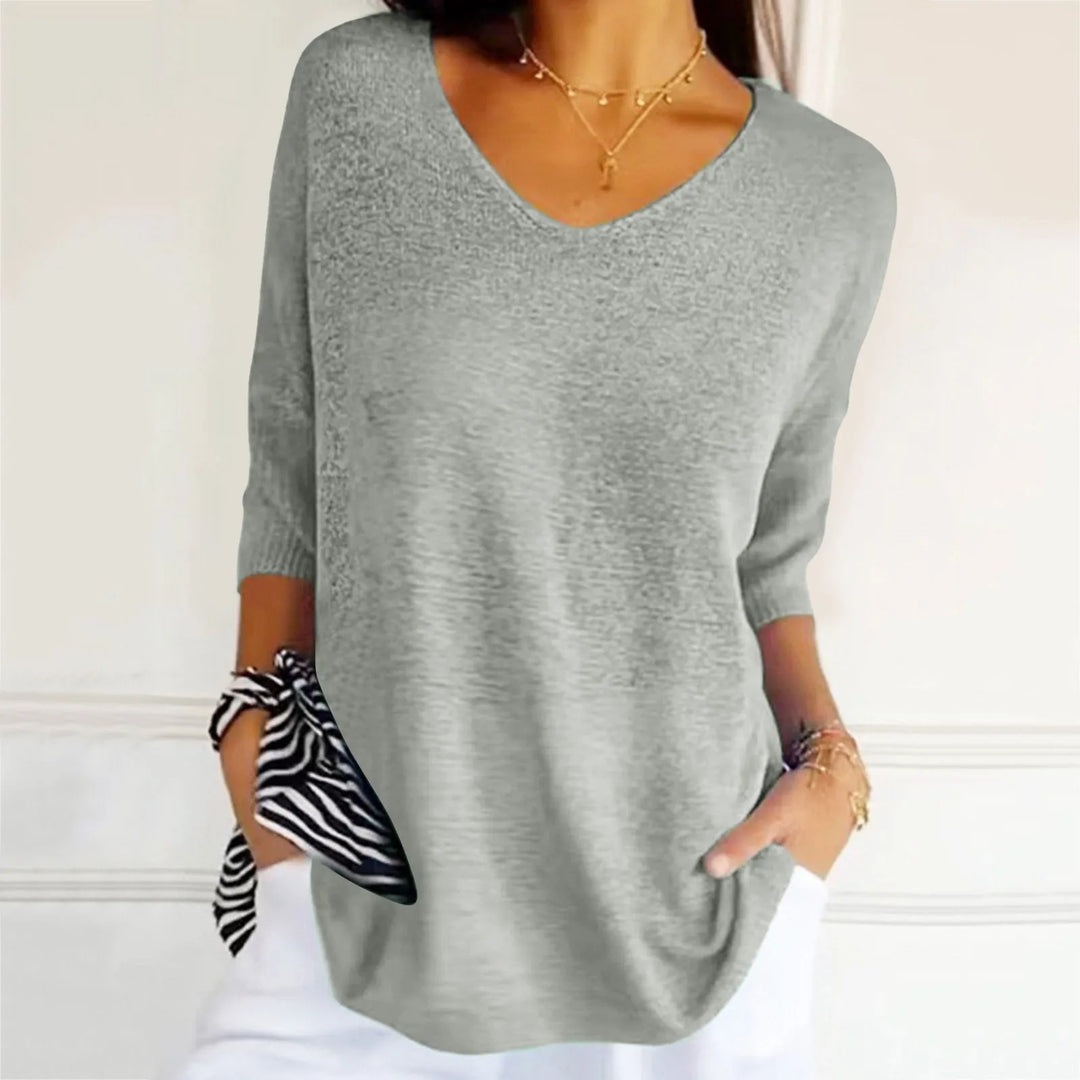 Levoire | Blouse D'Été Avec Décolleté En V Gris