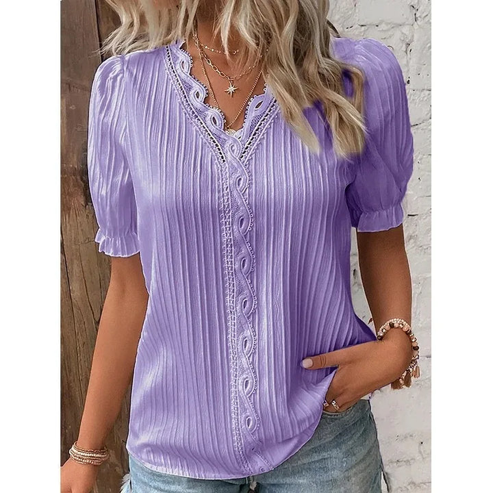 Levoire | Blouse Élégante Avec Décolleté En V Lilas