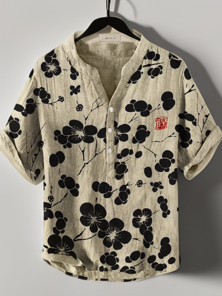 Levoire | Chemisier Japonais Avec Des Fleurs De Cerisier Noir