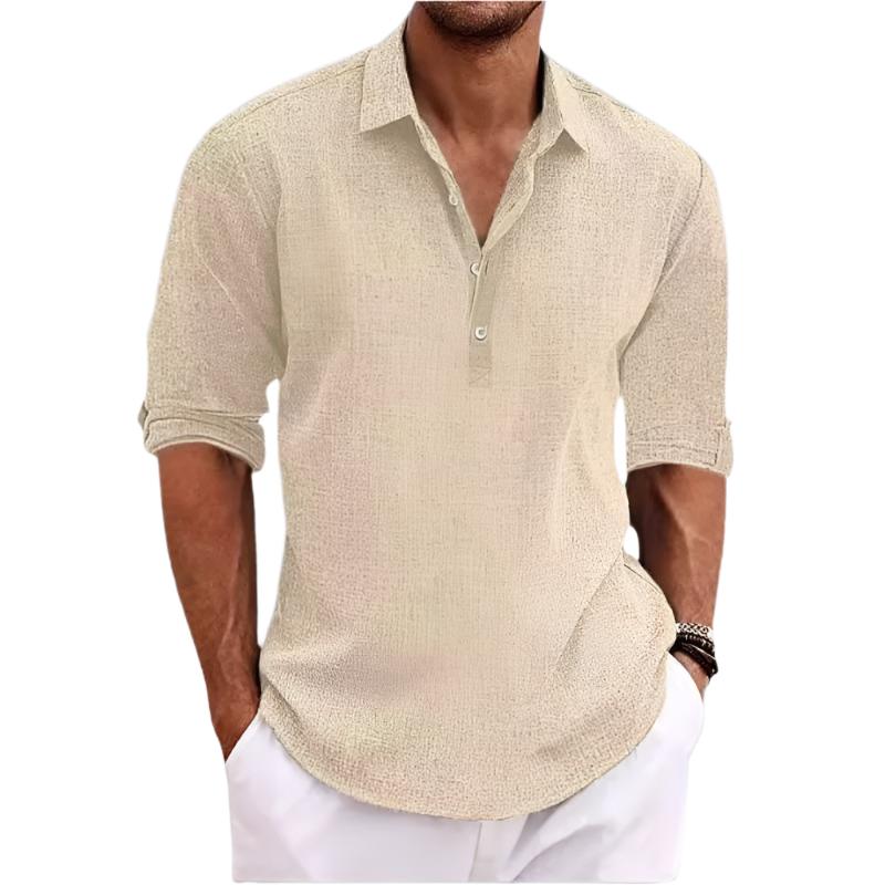 Levoire | Chemise En Lin Classique Pour Hommes Beige