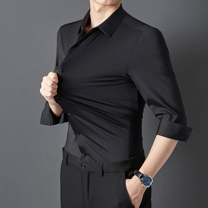 Levoire | Slim Fit Chemises Élégant Et Conception Élastique Noir