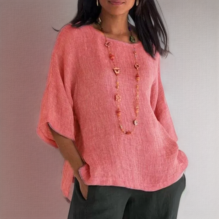 Levoire | T-Shirt À Manches 3/4 Et Col Rond Rose