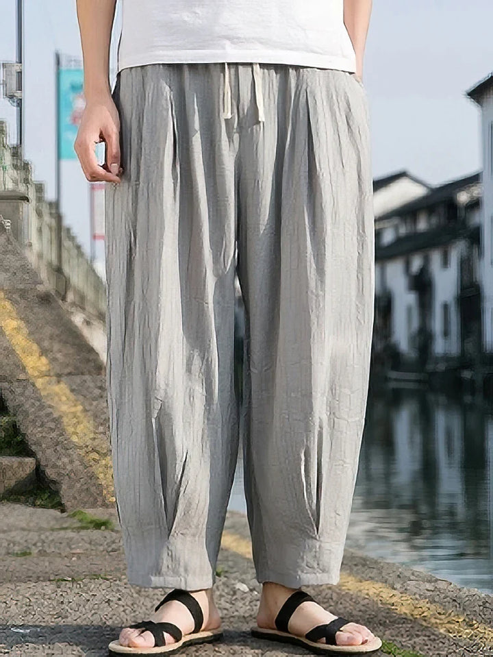 Levoire | Pantalon Harem En Lin Pour Hommes Liberté Et Style Frais Gris