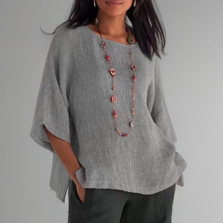Levoire | T-Shirt À Manches 3/4 Et Col Rond Gris