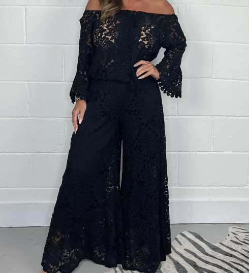 Levoire | Accessoire De Loisirs Deux Pièces Avec Design De Tricot À Col Ouvert Noir