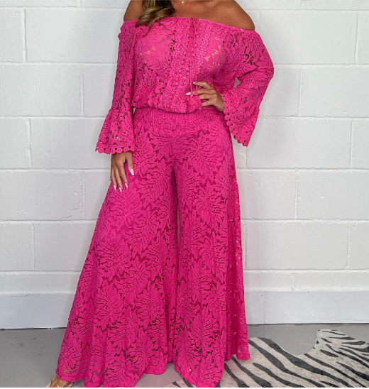 Levoire | Accessoire De Loisirs Deux Pièces Avec Design De Tricot À Col Ouvert Rosa