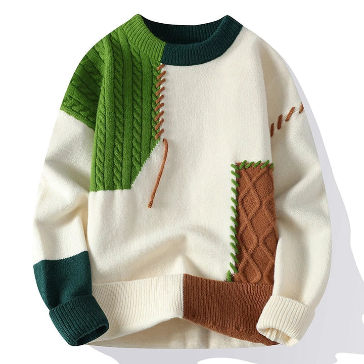 Levoire | Pull Pour Hommes Avec Design En Patchwork Vert