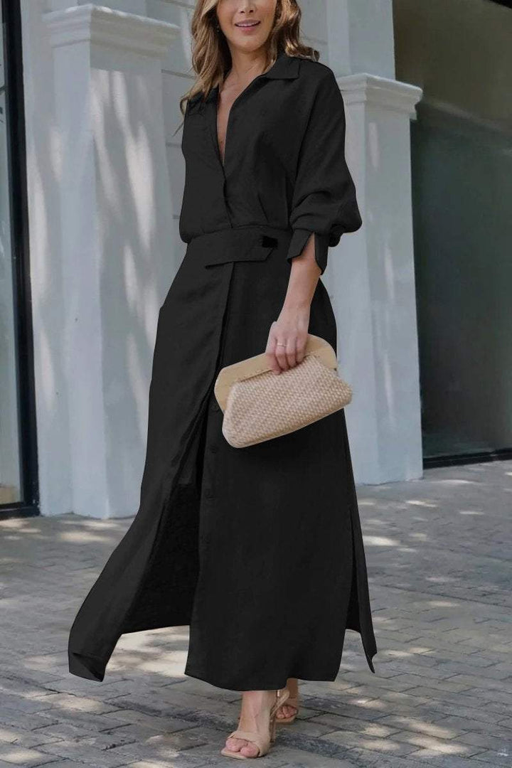Levoire | Robe Maxi En Lin Classique Noir