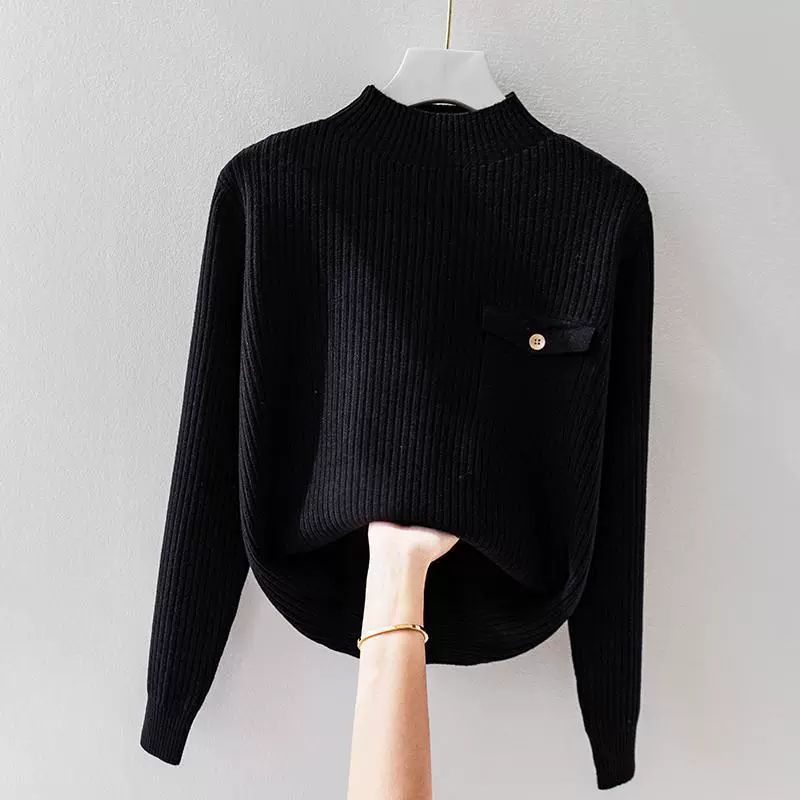 Levoire | Pull En Maille Fine Simple Et Élégante Noir