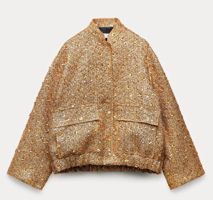 Levoire | Veste Élégante Grande Taille Avec Des Paillettes Dorées Or