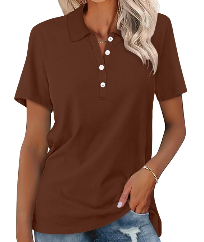 Levoire | Polo Shirt Durable Femmes - Polo Shirt Femmes - Poloshirts Femmes Marron