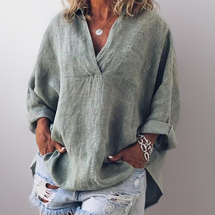 Levoire | Chemise À Manches Longues Avec Col En V Vert