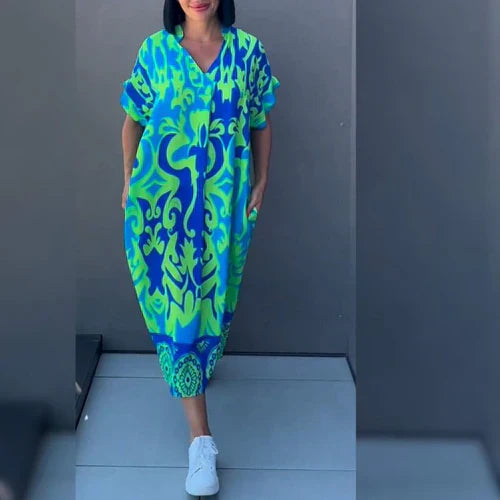 Levoire | Robe À Fleurs Élégante Pour Un Look Romantique Et Raffiné Azur bleu