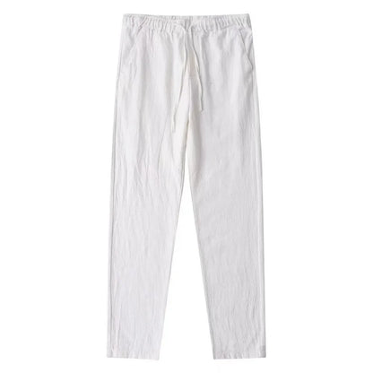 Levoire | Pantalons Streetwear En Lin Pour Hommes Légers, Respirants Et Confortables Blanc