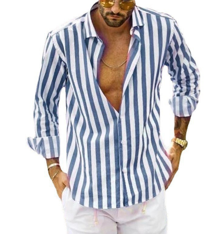 Levoire | Chemise En Coton Raye Intemporel Hommes