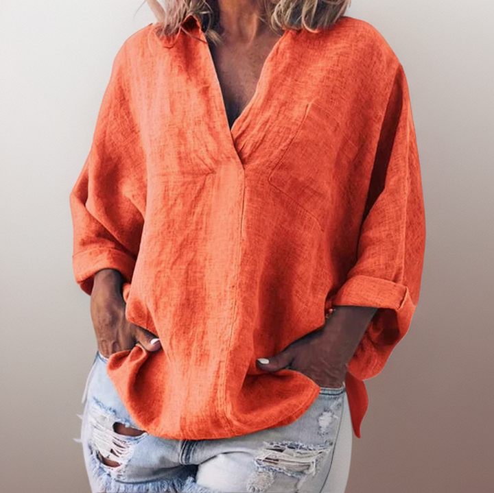 Levoire | Chemise À Manches Longues Avec Col En V Orange
