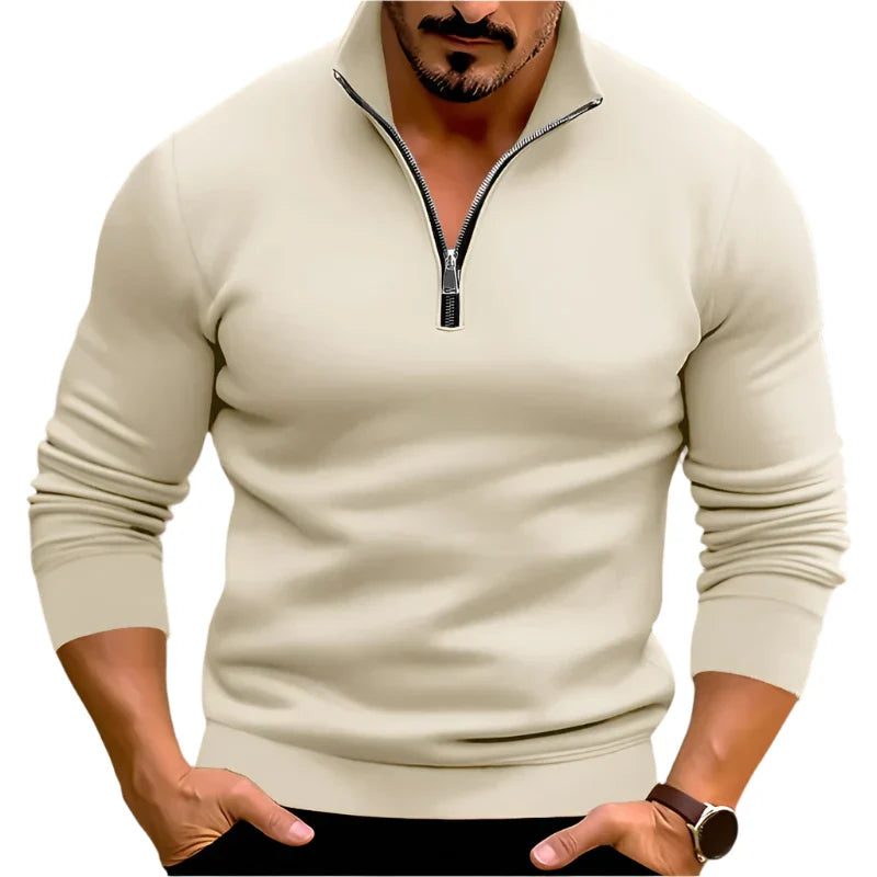 Levoire | Polo Décontracté Pour Hommes Avec Fermeture Éclair Beige