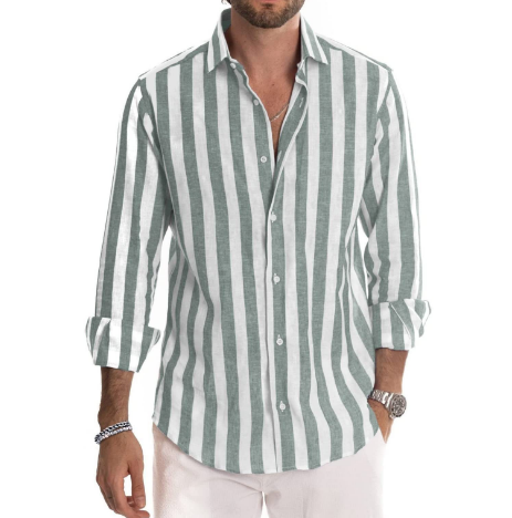 Levoire | Chemise En Coton Raye Intemporel Hommes