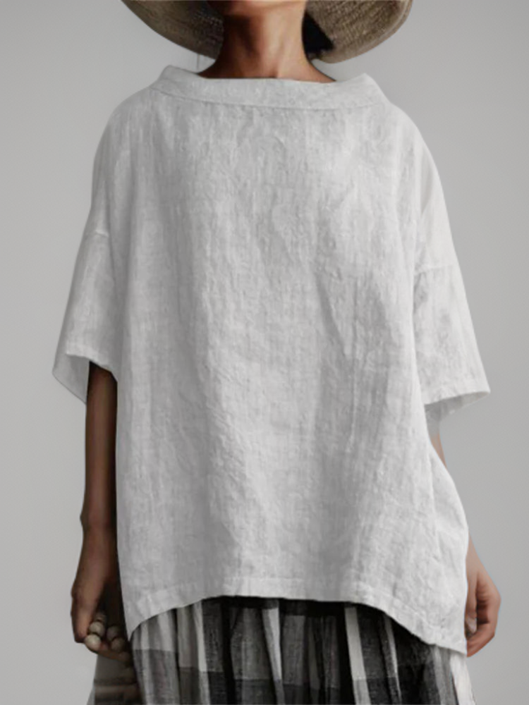 Levoire | Tunique Vintage Grande Taille Avec Décolleté Bateau Blanc