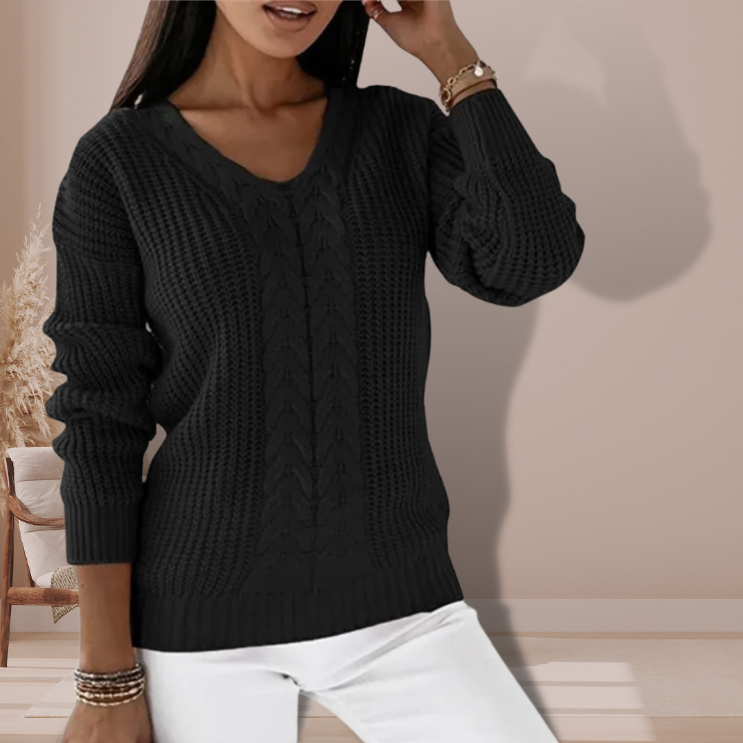 Levoire | V-Décolleté Pull À Manches Longues En Tricot Noir