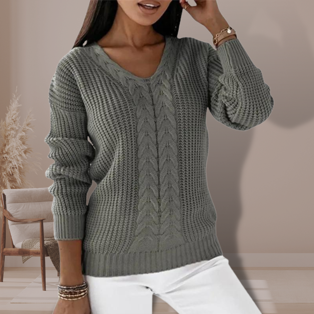 Levoire | V-Décolleté Pull À Manches Longues En Tricot Gris