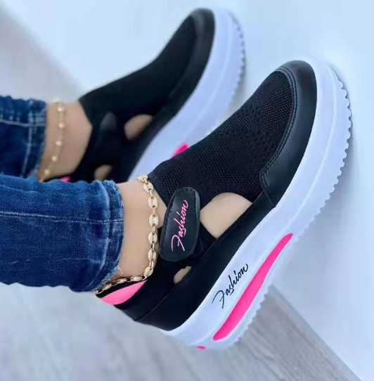 Levoire | Baskets Légères Avec Semelle Renforcée Et Velcro Pour Femmes Noir