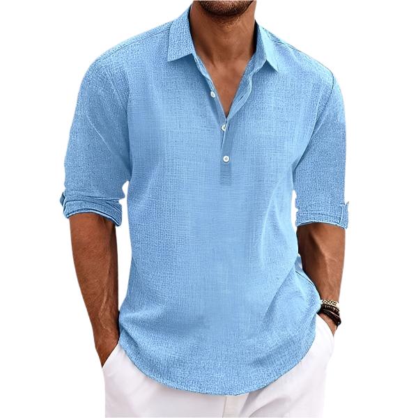 Levoire | Chemise En Lin Classique Pour Hommes Bleu
