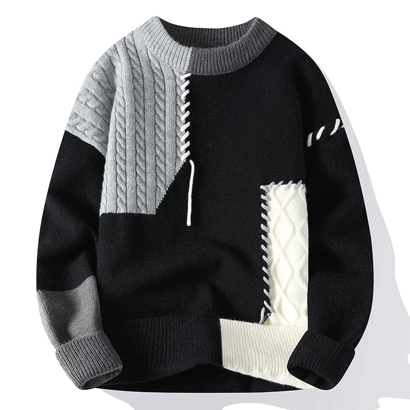 Levoire | Pull Pour Hommes Avec Design En Patchwork Gris