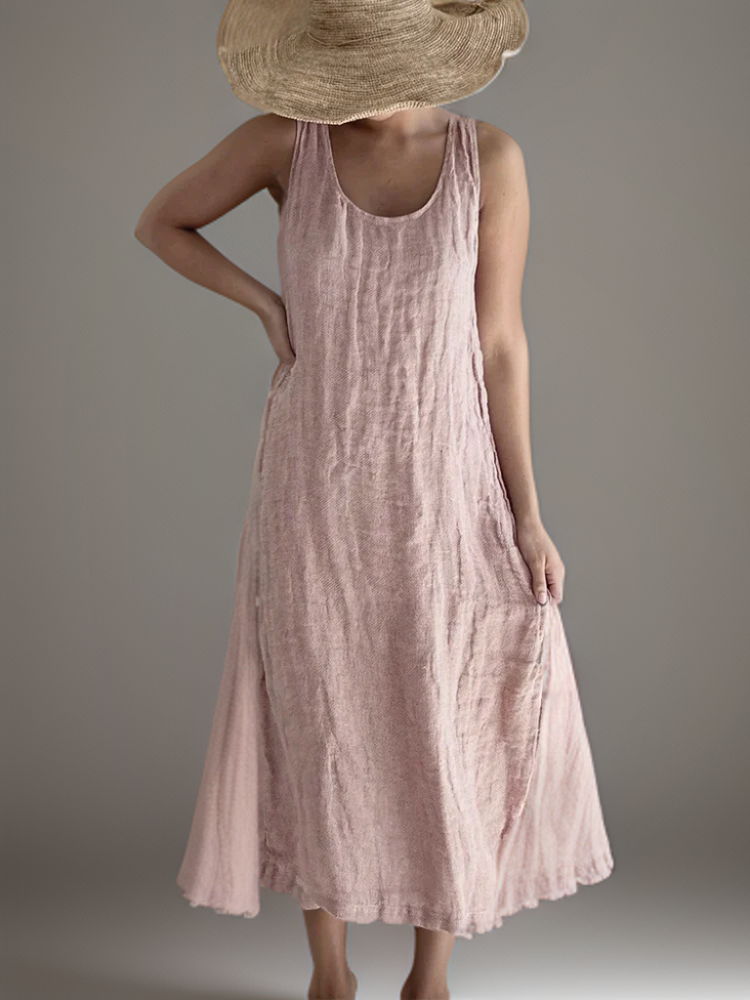 Levoire | Robe Maxi Élégante Sans Manches Rose